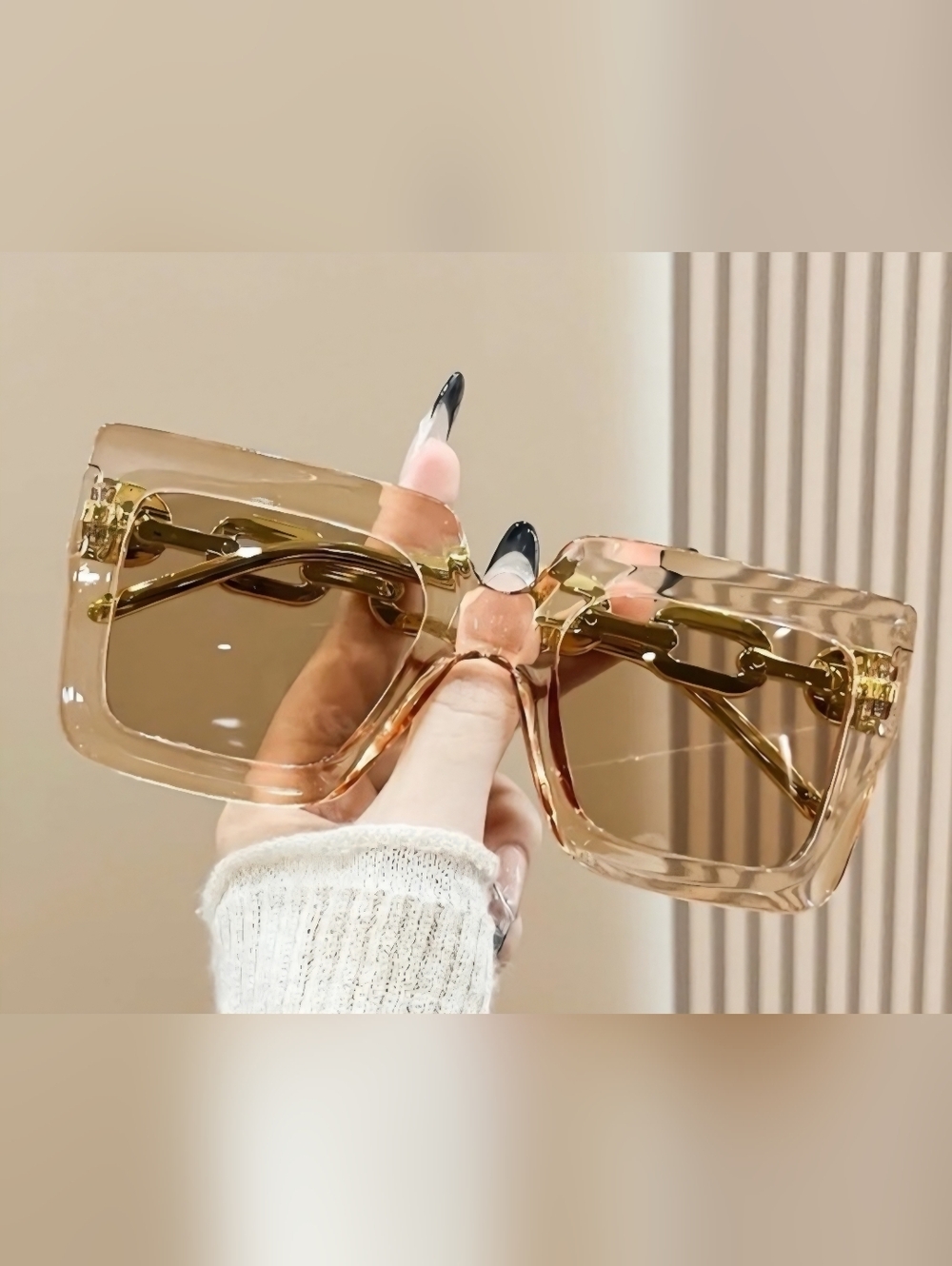 Oversized Square Women's Sunglasses -Amber